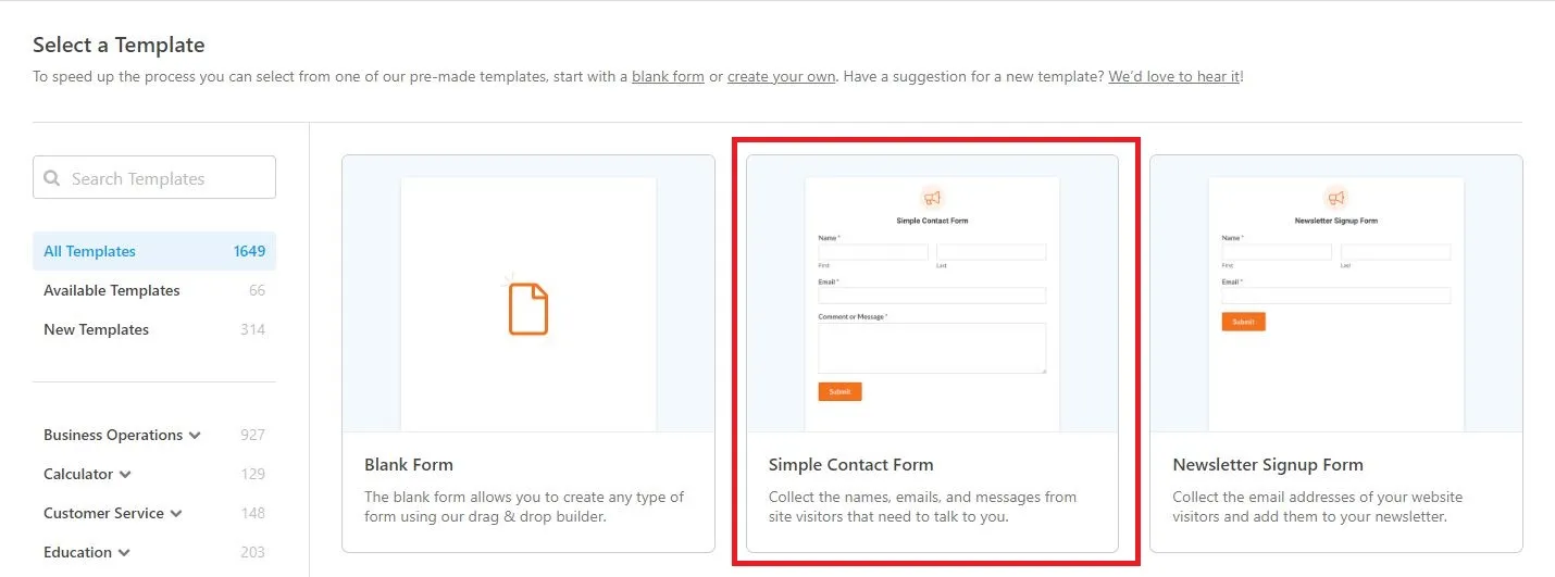 Create a contact form in WordPress