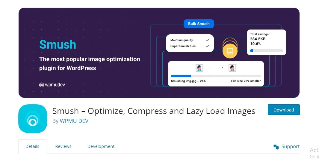 Smush Compress image optimizer lazy load webp images