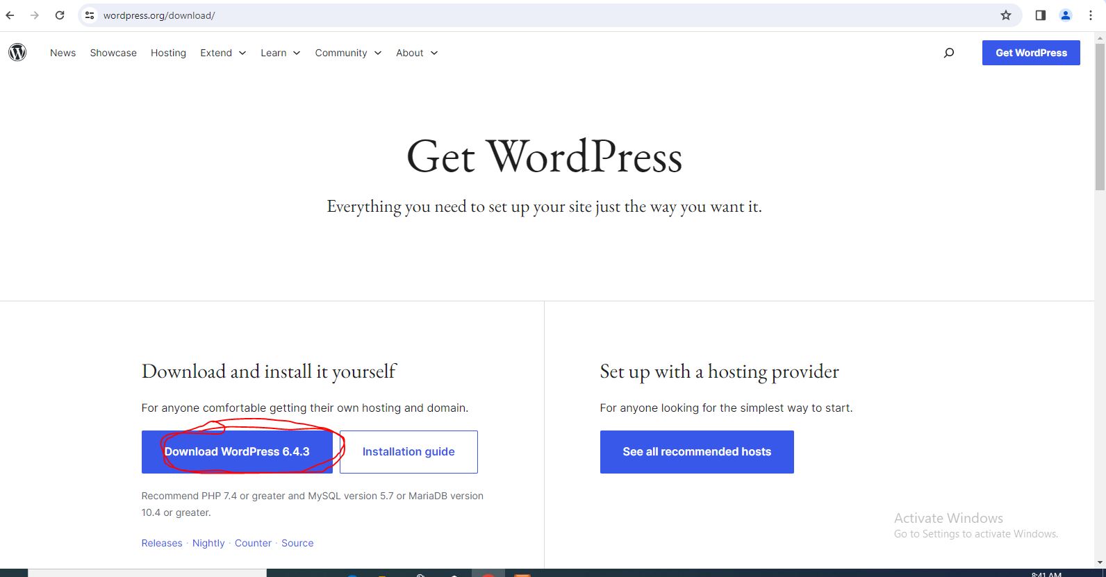 wordpress download page