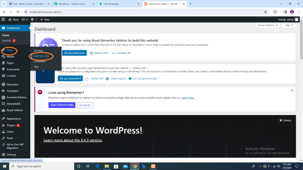 how to add posts in WordPress