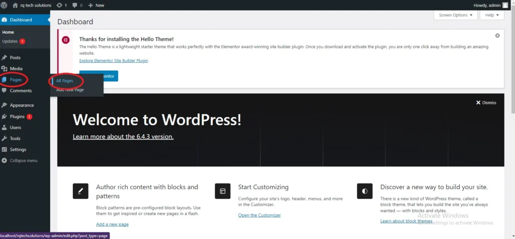 how to add links in WordPress pages