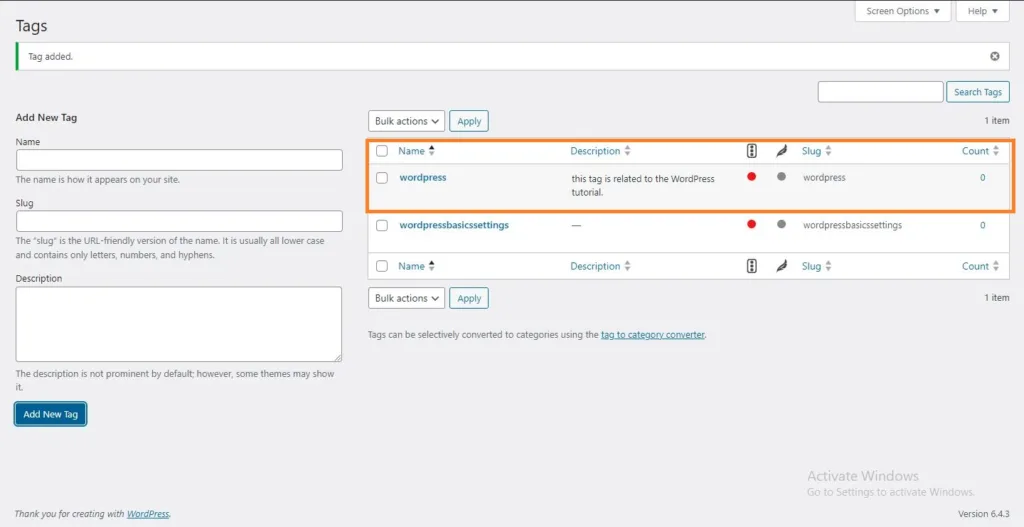 how to add tags in wordpress