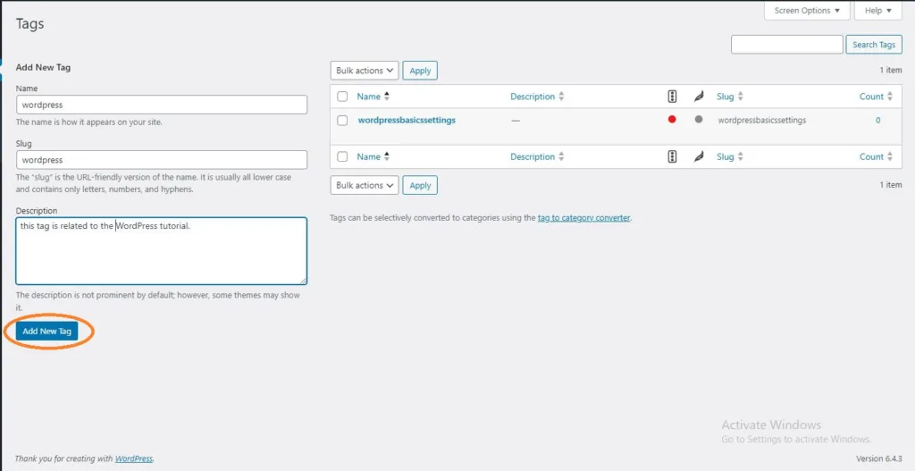 how to add tags in wordpress